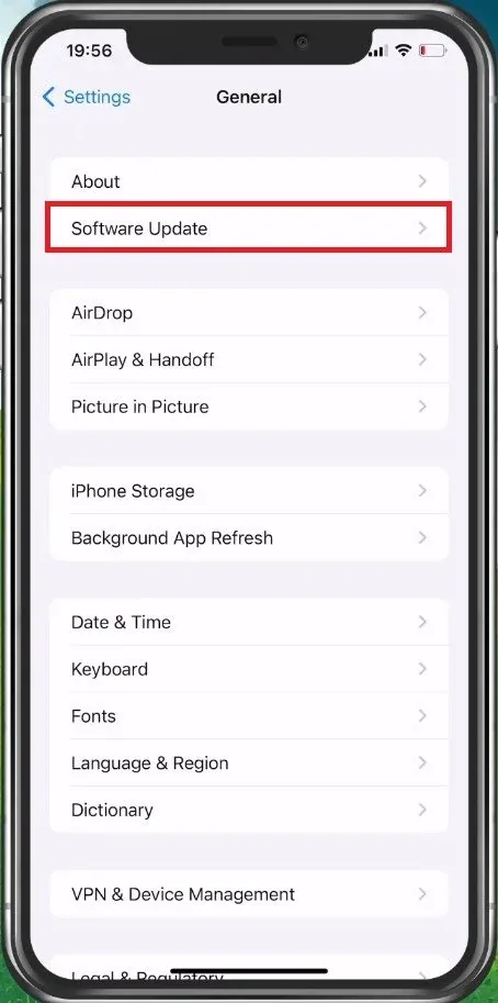 iPhone Settings > General > Software Update