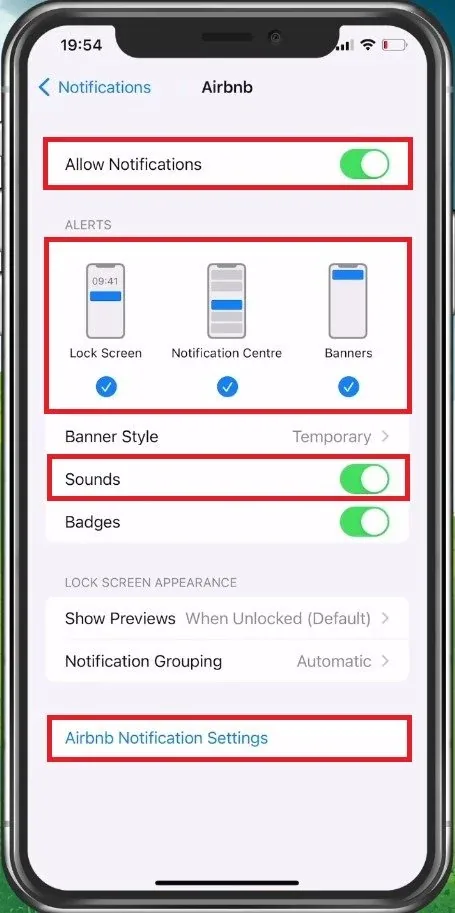 App Notification Settings
