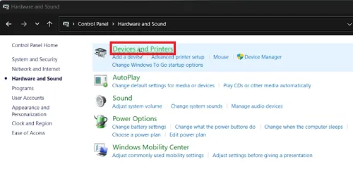 devices and printers