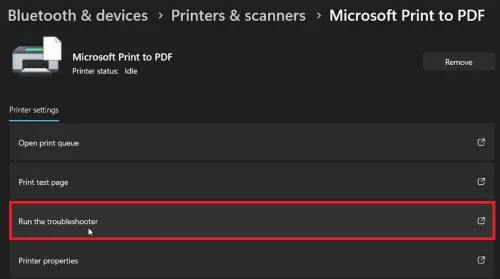 run printer troubleshooter