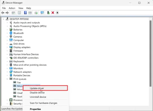 update printer driver