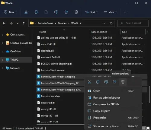 Delete Fortnite Client Win64 Shipping Applications Win11.jpg