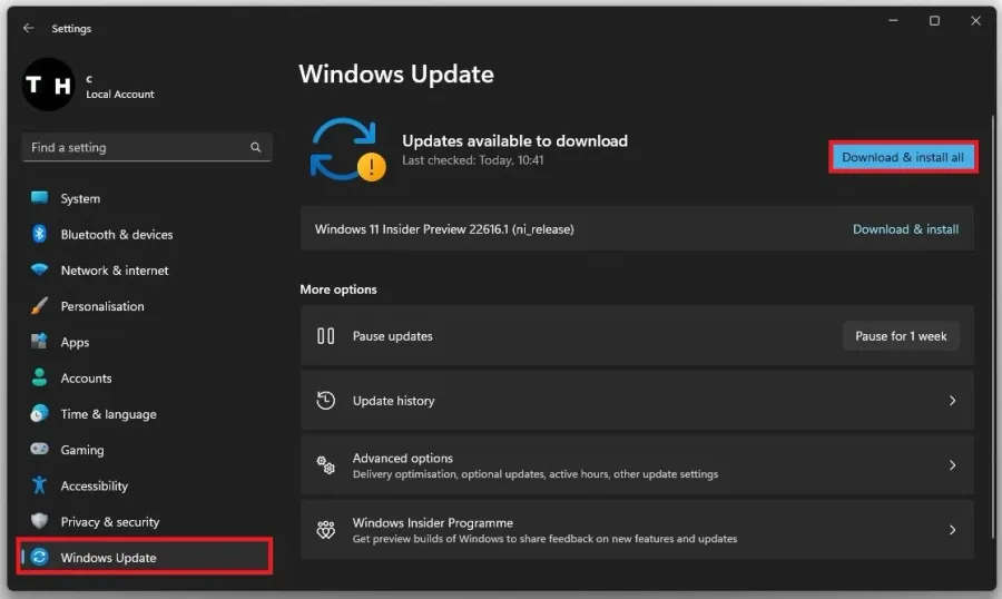 Windows Settings > Windows Update
