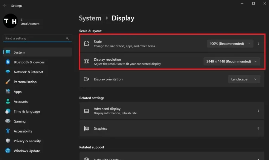 Windows Settings > System > Display