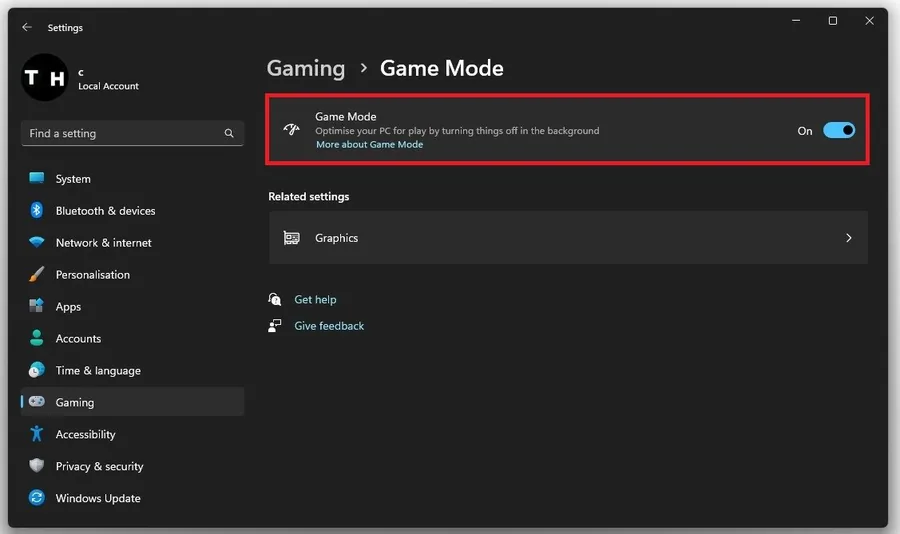 Enable Windows Game Mode