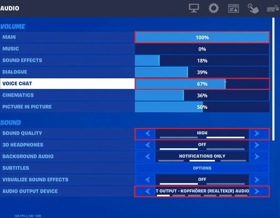 Fortnite Settings > Audio > Voice Chat