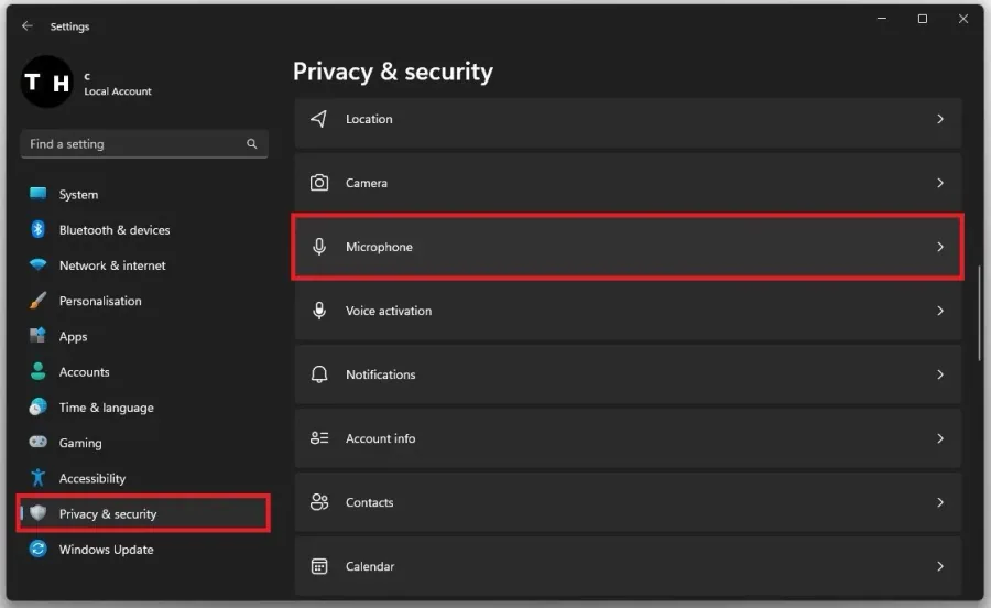 Windows Settings > Privacy & Security > Microphone