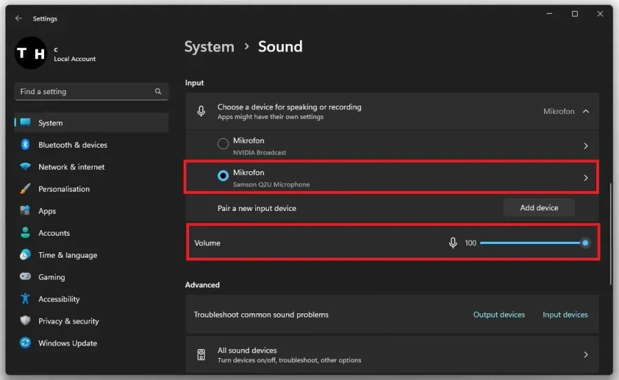 Adjust the microphone input level in your Windows settings