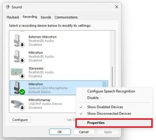 Microphone Properties