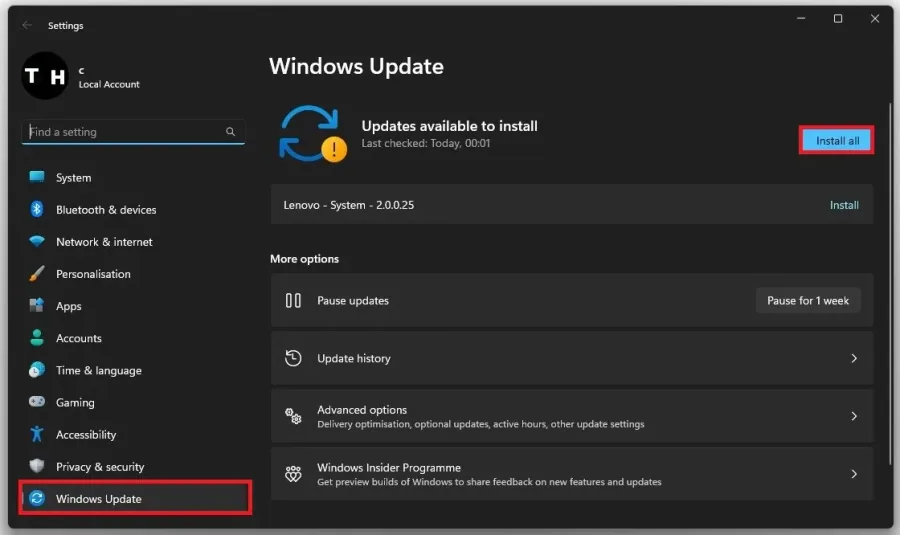 Windows Settings > Windows Update