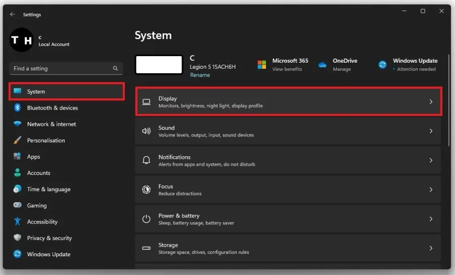 System Settings > Display