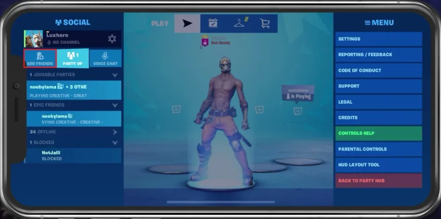 Fortnite Mobile > Friend List