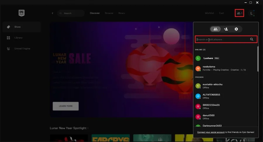 Epic Games > Social