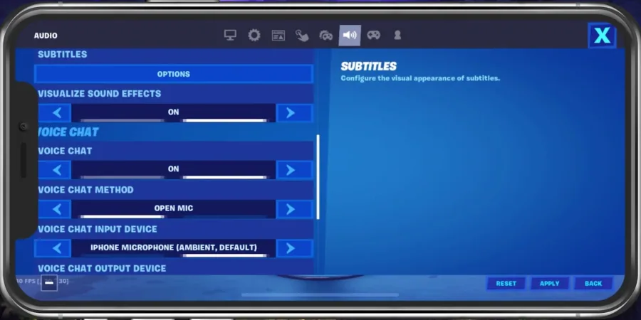 Fortnite Mobile Audio Settings