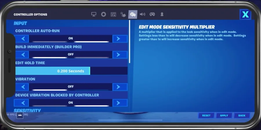 Fortnite Mobile Controller Options