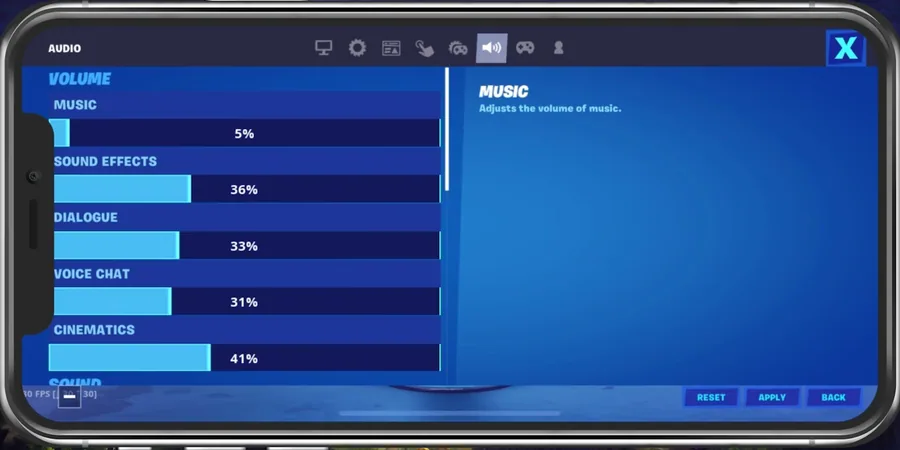 Fortnite Settings > Audio
