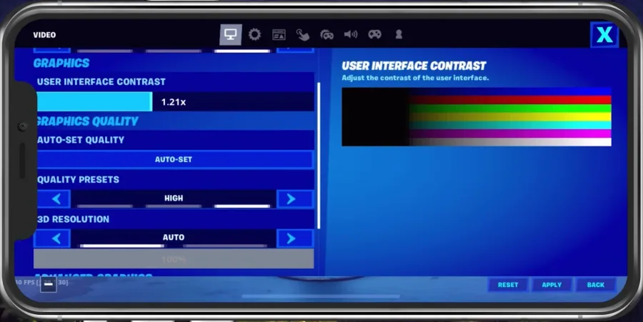 Fortnite Video Settings > Graphics