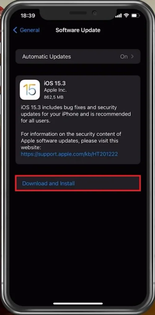 iPhone Settings > General > Software Update