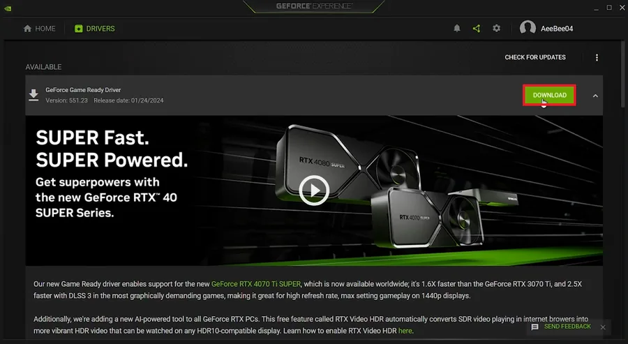 update graphics driver