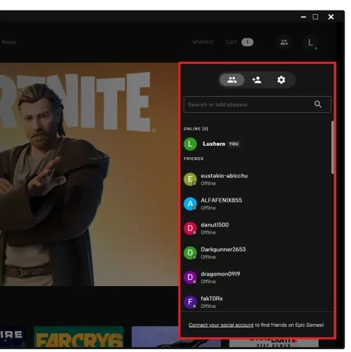 Epic Games account login