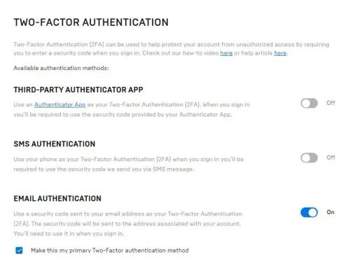 Enable two-factor authentication