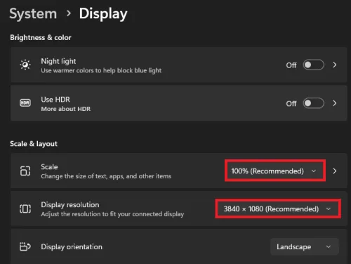 windows display settings