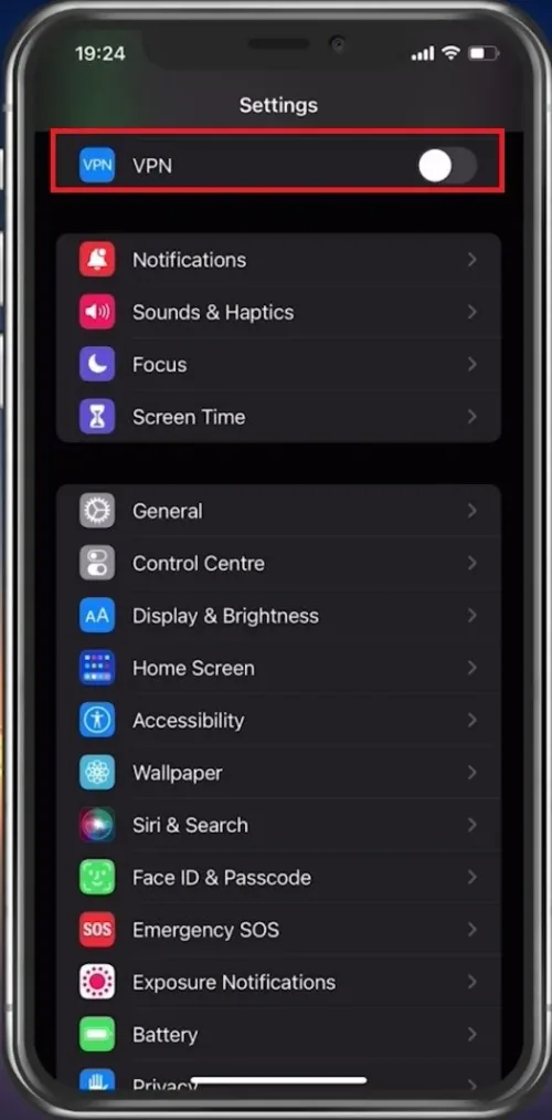 iPhone Settings > General > VPN & Device Management