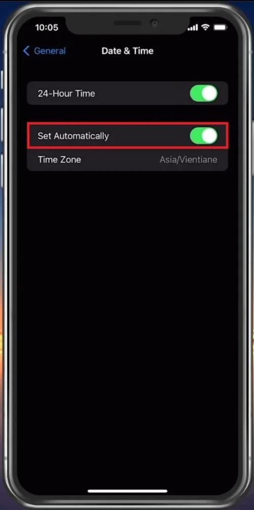 iPhone Settings > General > Date & Time