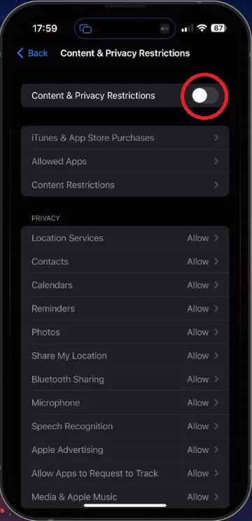iPhone Settings > Screen Time