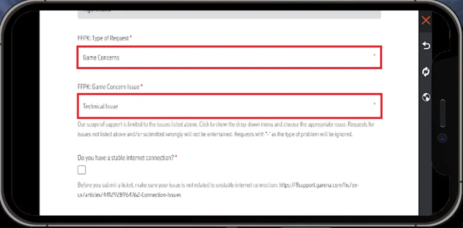 game concert technical issue request