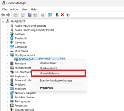 uninstall gpu driver