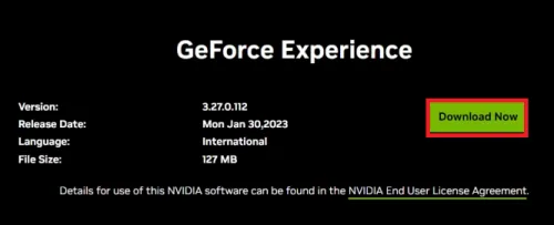 redownload and install geforce experience
