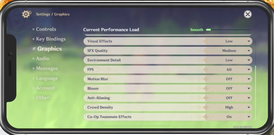 Genshin Impact Settings > Graphics