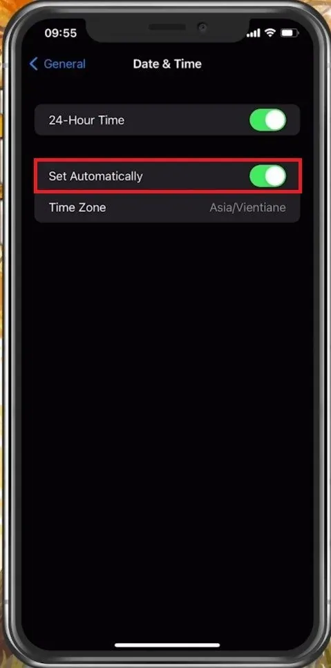 iPhone Settings > General > Time & Date