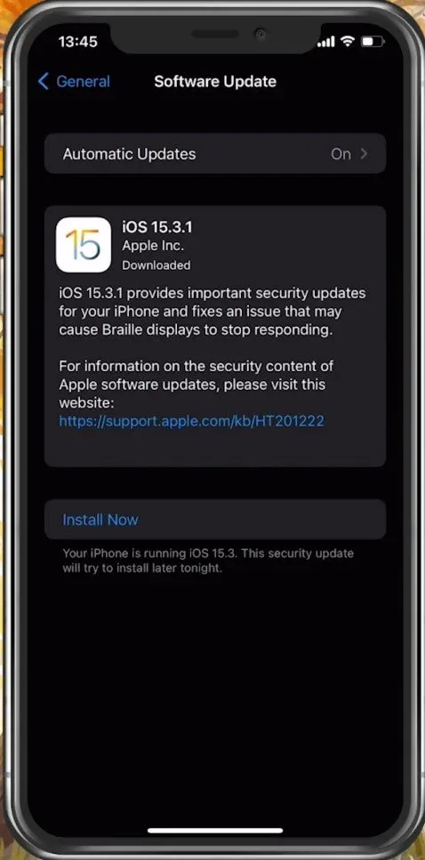iPhone Settings > General > Software Update