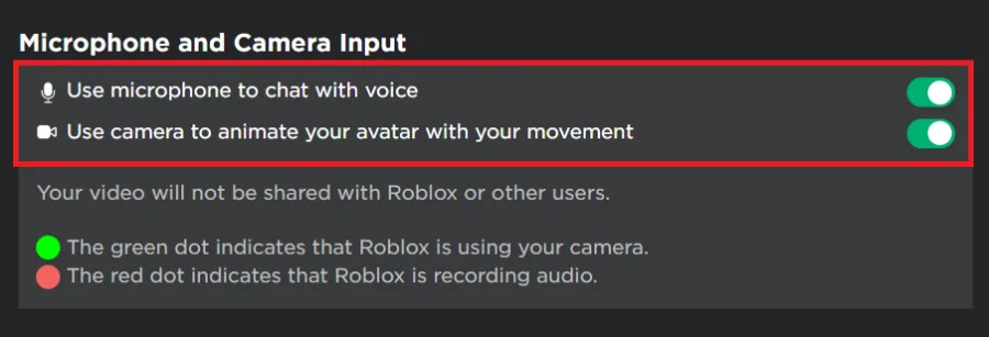 enable mic and camera for roblox