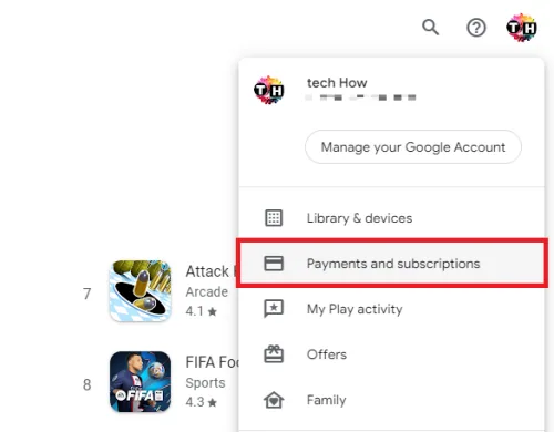 access your Google account payments and subscriptions