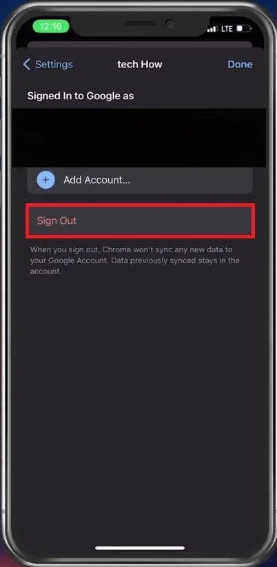 Sign out of your Google account