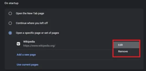 Edit or remove the custom homepage