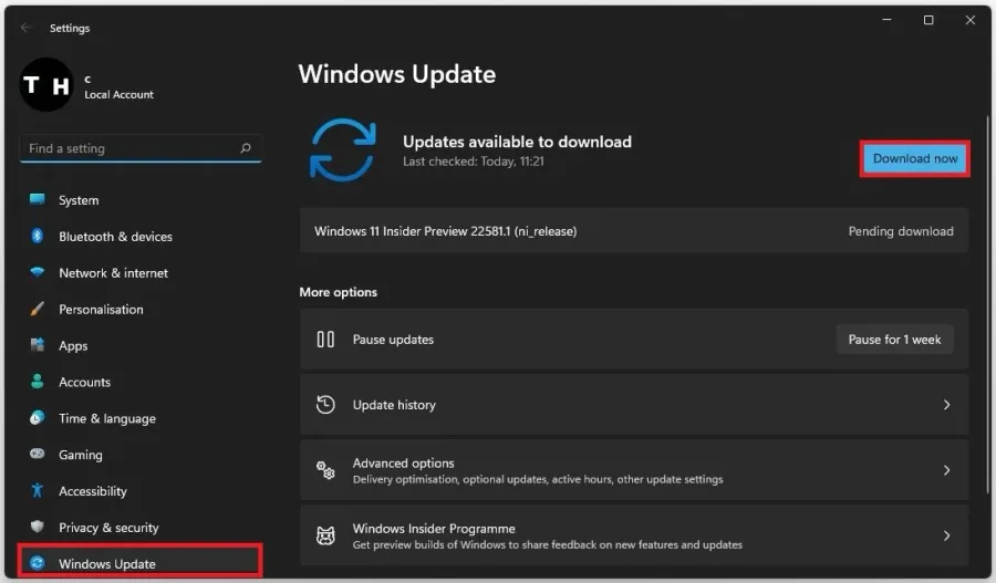 Windows Settings > Windows Update