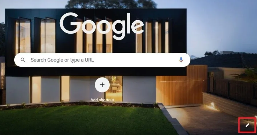 New Tab > Pencil Icon