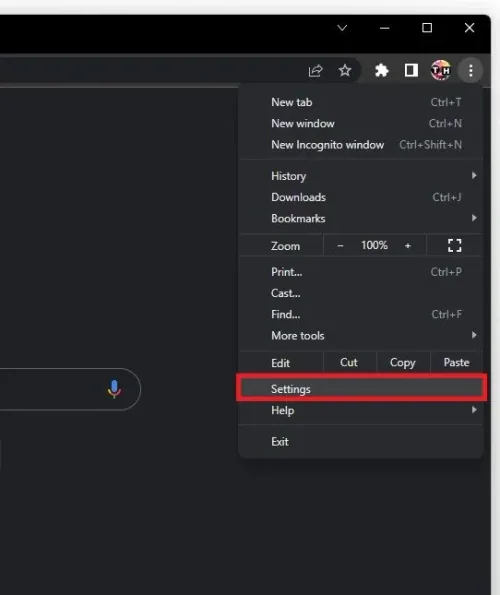 Google Chrome > Settings