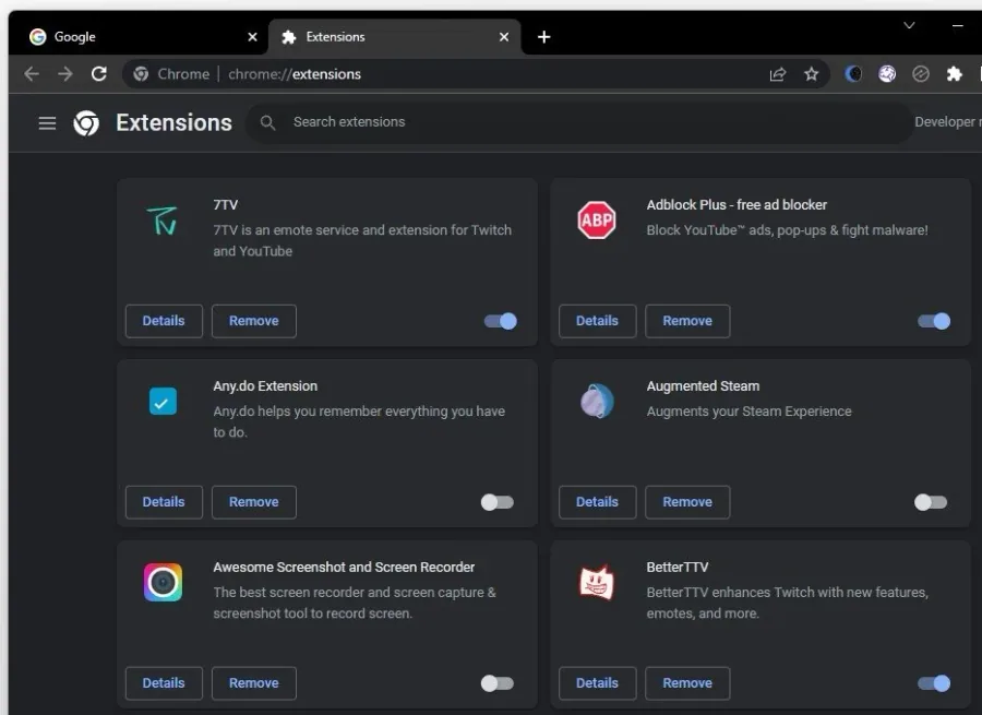 Disable Browser Extensions