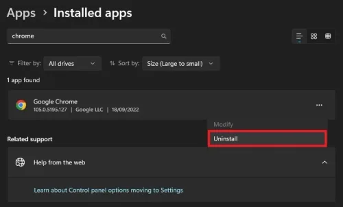 System Settings > Apps > Installed Apps
