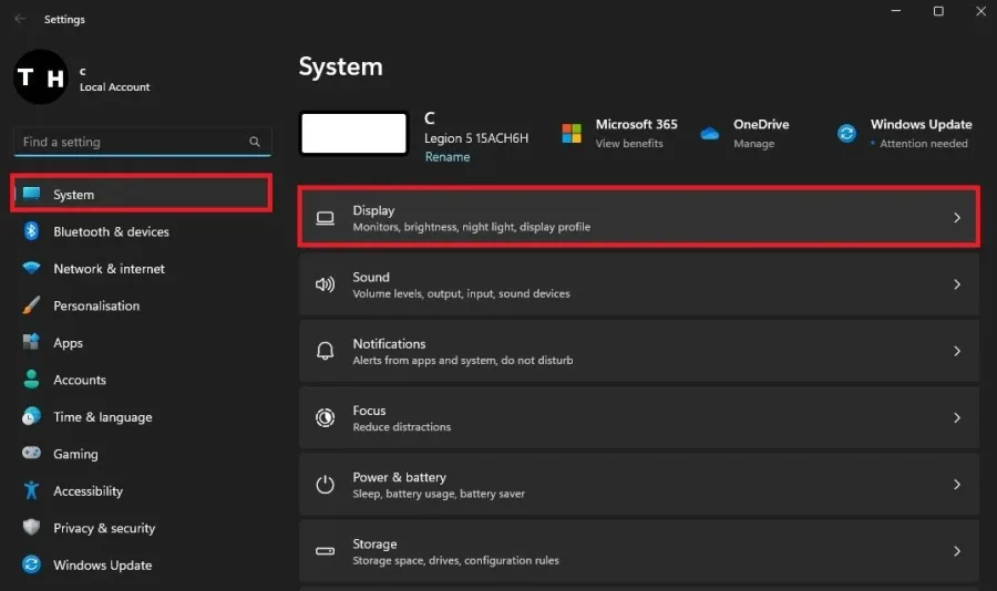 Windows Settings > System > Display