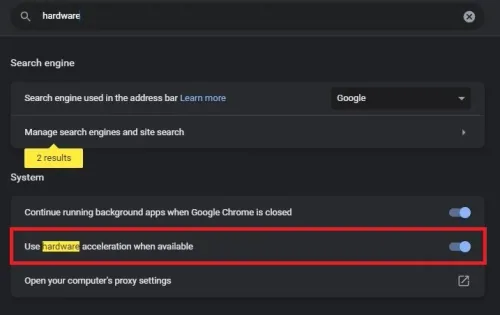 Google Chrome > Settings > Hardware Acceleartion