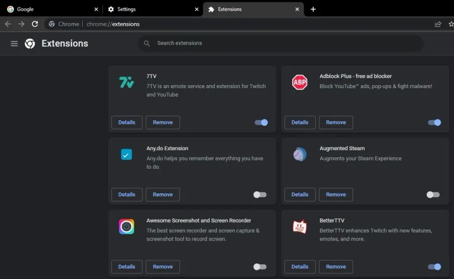 You should see a list of extensions from here, some of which can cause crash or l…