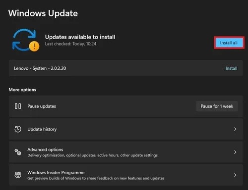 System Settings > Windows Update