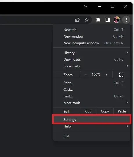 Google Chrome > Settings