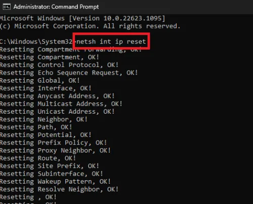 reset internet connection